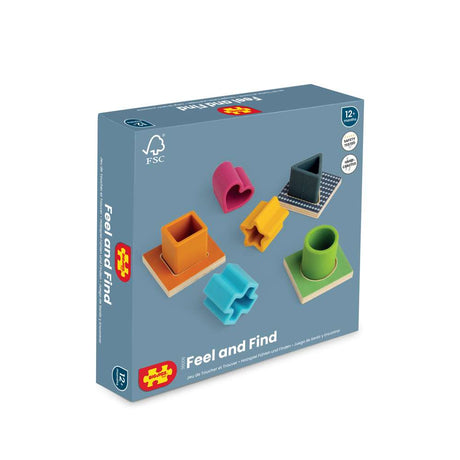 Bigjigs Toys Simply Scandi Feel and Find Silicone and Wooden Shape Sorter Game 9 Pieces