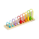 Bigjigs Toys Wooden Rainbow Counting Abacus Maths Toy with 55 Beads and Tray