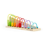 Bigjigs Toys Wooden Rainbow Counting Abacus Maths Toy with 55 Beads and Tray