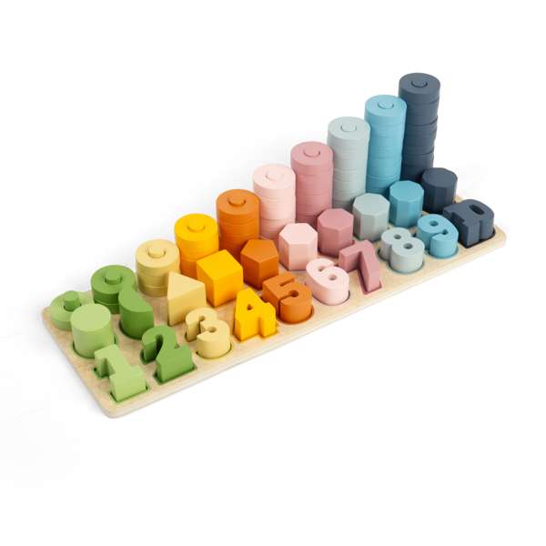 Bigjigs Toys Wooden 1 to 10 Counting Board Educational Number Sorter Shape Matcher 78 Pieces