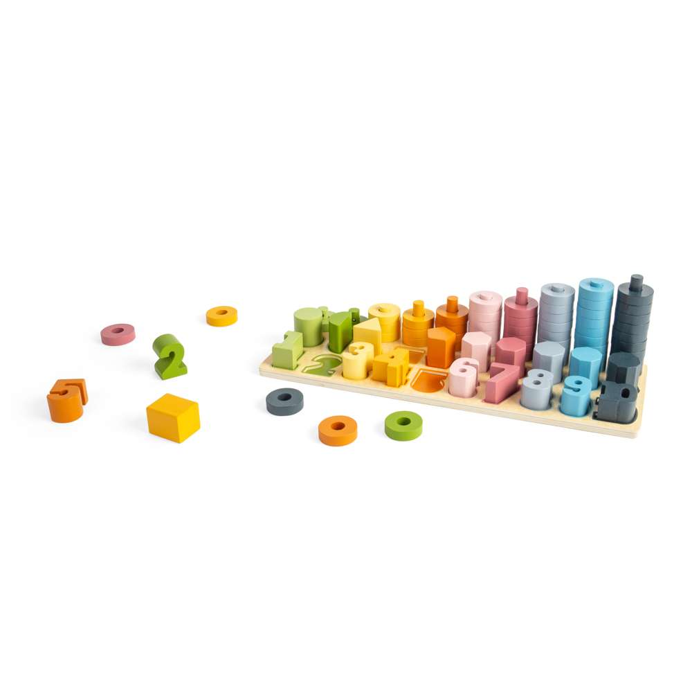 Bigjigs Toys Wooden 1 to 10 Counting Board Educational Number Sorter Shape Matcher 78 Pieces