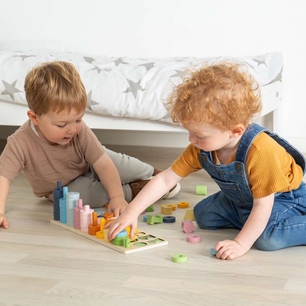 Bigjigs Toys Wooden 1 to 10 Counting Board Educational Number Sorter Shape Matcher 78 Pieces