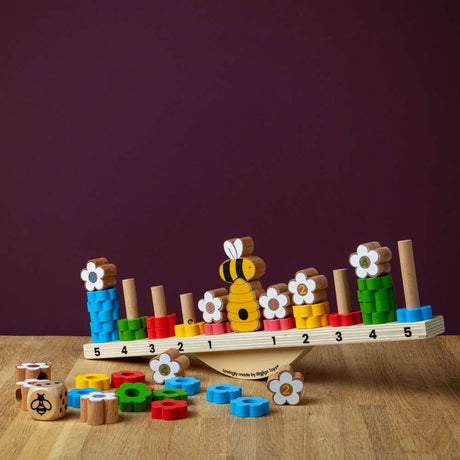Bigjigs Toys Bee Balanced Wooden Game and Stacking Toy with 44 Pieces for Ages 3 Plus
