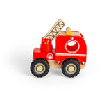 Bigjigs Toys Wooden Mini Fire Truck Toy with Rotating Ladder for 12 Months Plus