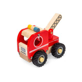 Bigjigs Toys Wooden Mini Fire Truck Toy with Rotating Ladder for 12 Months Plus