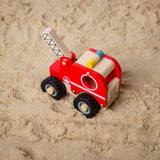 Bigjigs Toys Wooden Mini Fire Truck Toy with Rotating Ladder for 12 Months Plus