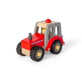 Bigjigs Toys Wooden Mini Red Tractor with Farmer Figure for 12 Months Plus