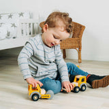 Bigjigs Toys Mini Blue Tractor Wooden Toy with Farmer Figure for 12 Months Plus