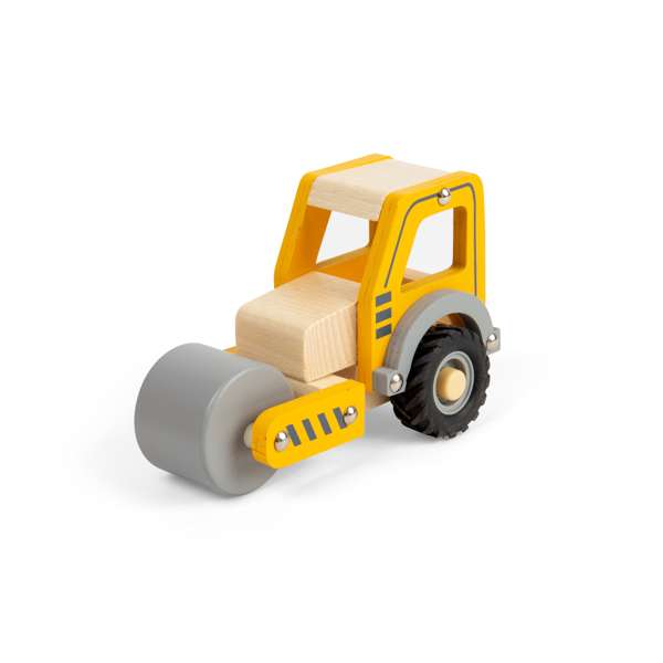 Bigjigs Toys Mini Road Roller Wooden Toy Construction Vehicle for Toddlers 12 Months Plus