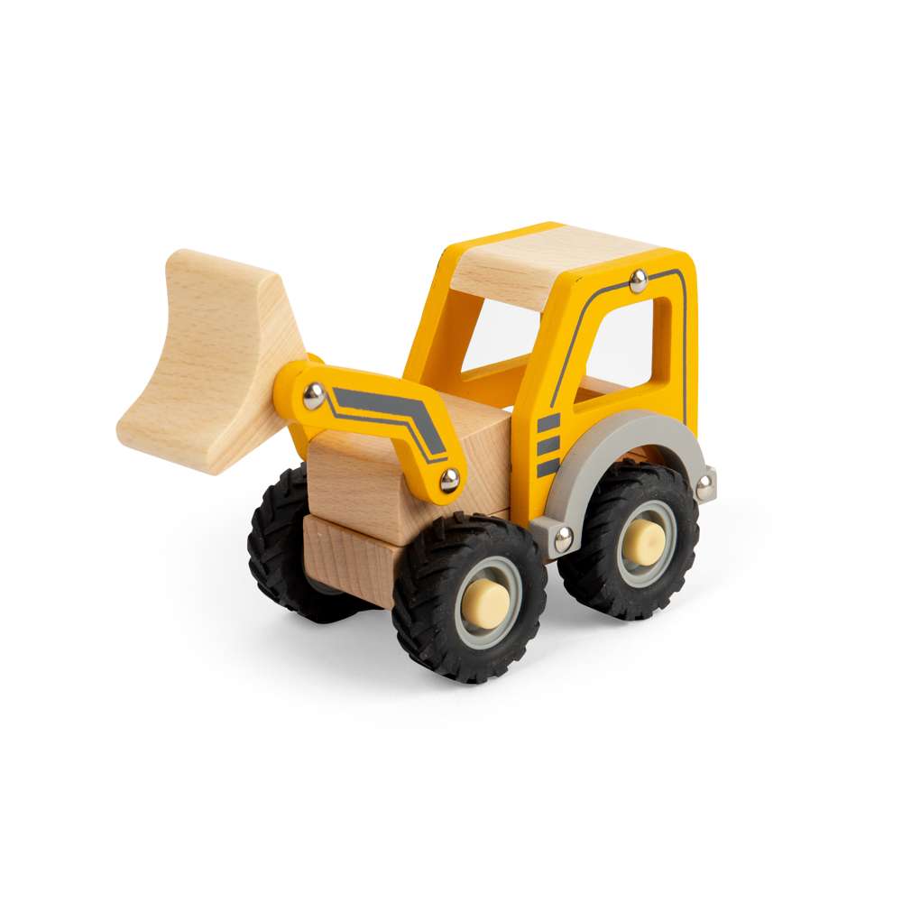 Bigjigs Toys Mini Digger Wooden Construction Toy for Kids 12 Months Plus