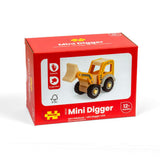 Bigjigs Toys Mini Digger Wooden Construction Toy for Kids 12 Months Plus