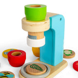 Bigjigs Toys Wooden Microscope for Kids with 14 Play Pieces and 3 Lenses