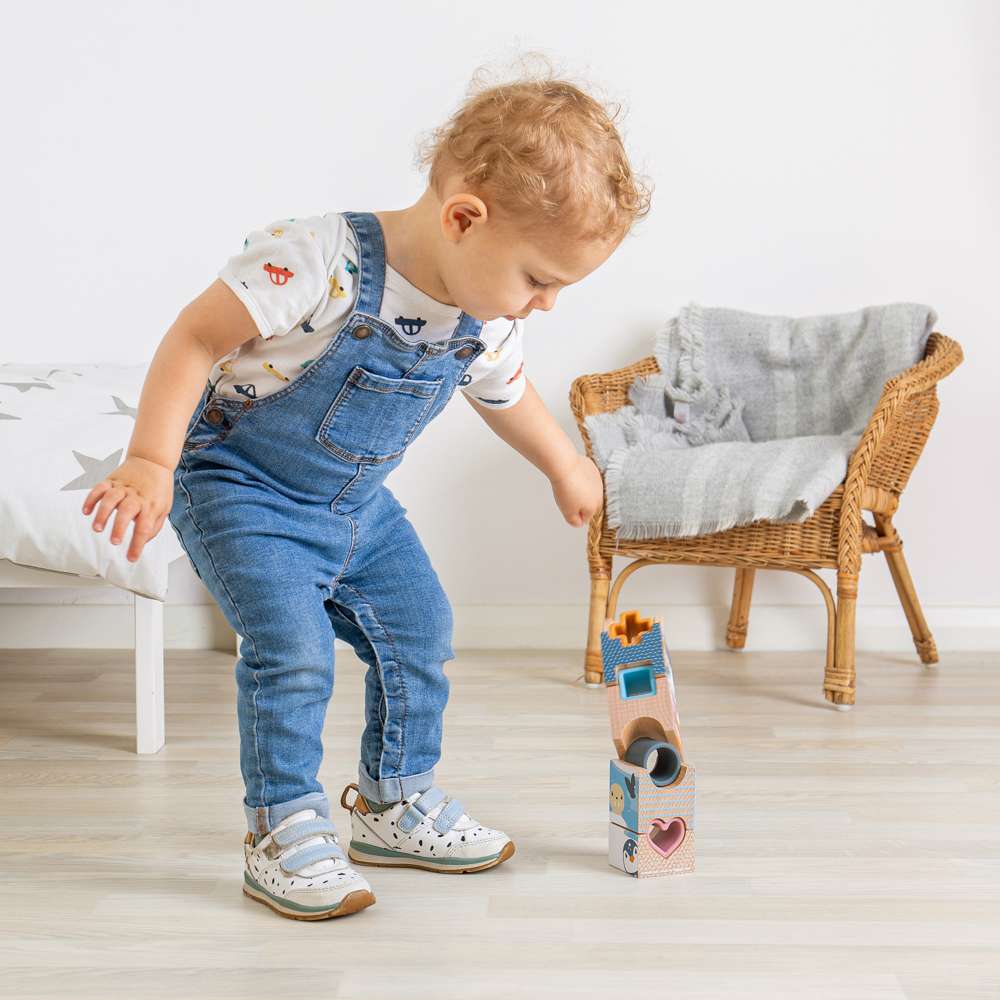 Bigjigs Toys Arctic Tower Puzzle Silicone and Wooden Stacking Toy Shape Sorter for Toddlers