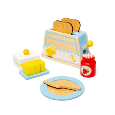 Bigjigs Toys Wooden Breakfast Set Toy Kitchen Accessories with Toaster and Play Food 18 Months Plus
