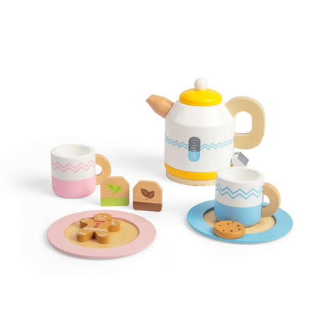 Bigjigs Toys Wooden Tea Set For Two Kids Role Play Kitchen Toy 18 Months Plus