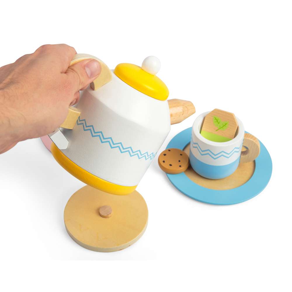 Bigjigs Toys Wooden Tea Set For Two Kids Role Play Kitchen Toy 18 Months Plus