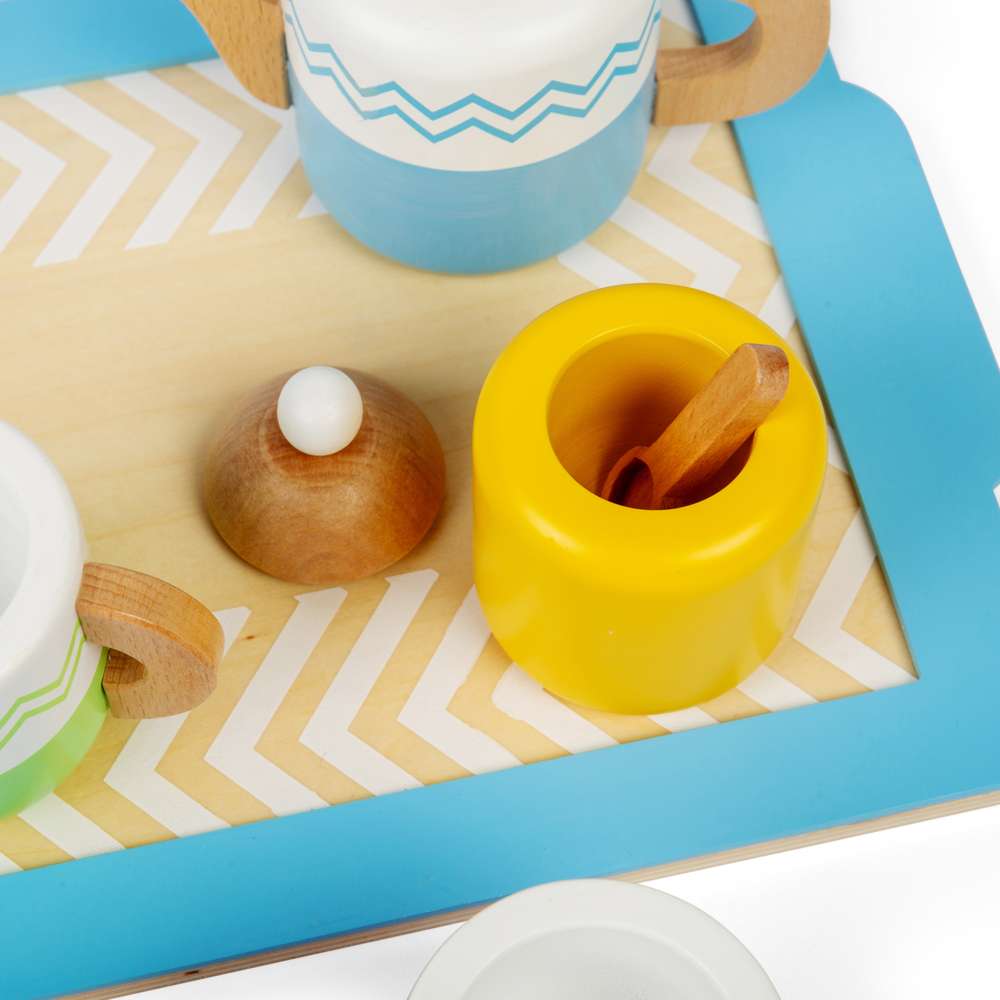 Bigjigs Toys Wooden Tea Tray Set Kids Pretend Play Kitchen Toy 10 Pieces