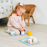 Bigjigs Toys Wooden Tea Tray Set Kids Pretend Play Kitchen Toy 10 Pieces