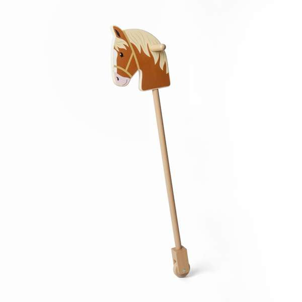 Bigjigs Toys Wooden Hobby Horse Toy with Wheel for Kids 18 Months Plus