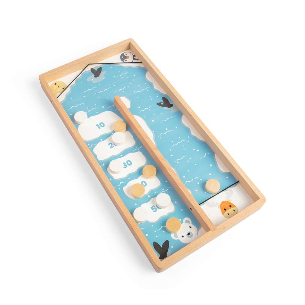 Bigjigs Toys Wooden Ice Puck Game Sustainable Arctic Animal Board Game with 11 Play Pieces for Ages 3 Plus