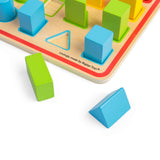 Bigjigs Toys Wooden Shape Puzzle Matching Game with 17 Play Pieces for Toddlers 12 Months Plus