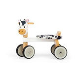 Bigjigs Toys Wooden Ride On Cow Toddler Push Along Toy with Fluffy Seat 18 Months Plus