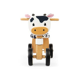 Bigjigs Toys Wooden Ride On Cow Toddler Push Along Toy with Fluffy Seat 18 Months Plus