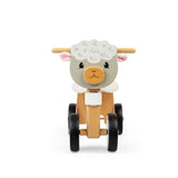 Bigjigs Toys Wooden Sheep Ride On Toy with Fluffy Seat for Toddlers 18 Months Plus