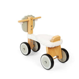 Bigjigs Toys Wooden Sheep Ride On Toy with Fluffy Seat for Toddlers 18 Months Plus