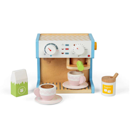Bigjigs Toys Wooden Coffee Maker Pretend Play Kitchen Set with 11 Accessories