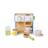 Bigjigs Toys Wooden Coffee Maker Pretend Play Kitchen Set with 11 Accessories