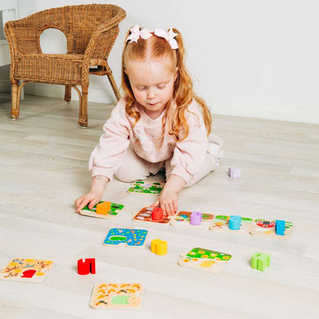 Bigjigs Toys 1-10 Tile Puzzle Wooden Educational Counting Toy for Toddlers 20 Pieces