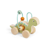 Bigjigs Toys Push Along Diplodocus Dinosaur Wooden Bead Frame Toy for Toddlers 12 Months Plus