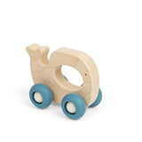 Bigjigs Toys Mini Animal Wooden Whale Push Along Toy for Babies and Toddlers 12 Months Plus