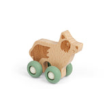 Bigjigs Toys Wooden Farm Animal on Wheels Dog Push and Pull Toy