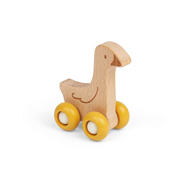 Bigjigs Toys Wooden Goose Farm Animal on Wheels Push and Pull Toy