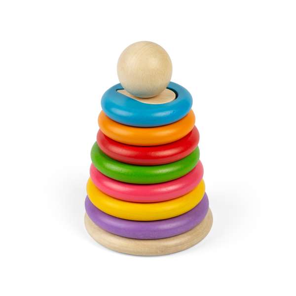 Bigjigs Toys Wooden Secret Shape Stacker Stacking Toy with 16 Play Pieces