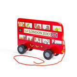 Bigjigs Toys Wooden London Bus Pull Along Toy with 6 Removable Sorting Pieces