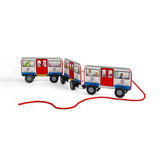 Bigjigs Toys London Pull Along Tube Wooden Toy Train with 3 Carriages for Toddlers 12 Months Plus