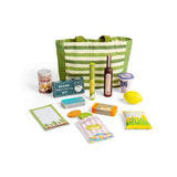 Bigjigs Toys Wooden Shopping Trip Set with 17 Play Pieces and Canvas Bag for Kids 18 Months Plus