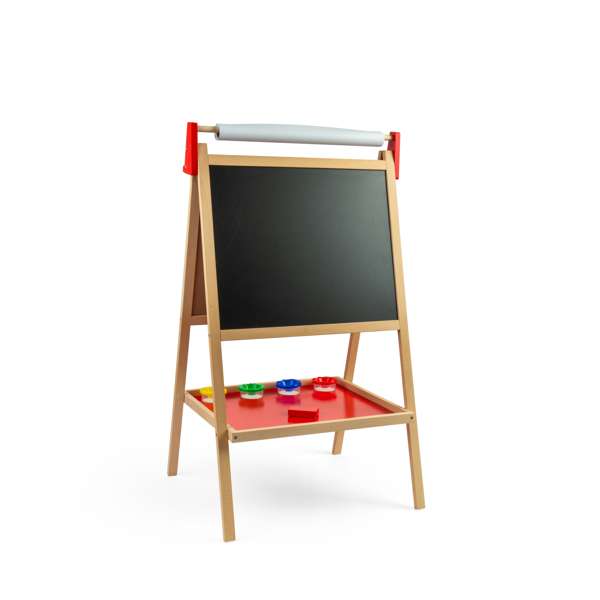 Bigjigs Toys Deluxe Wooden Easel for Kids with Blackboard Whiteboard and Paper Roll