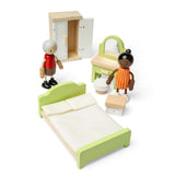 Bigjigs Toys Wooden Dolls House Bedroom Set with Bed Wardrobe and Dresser