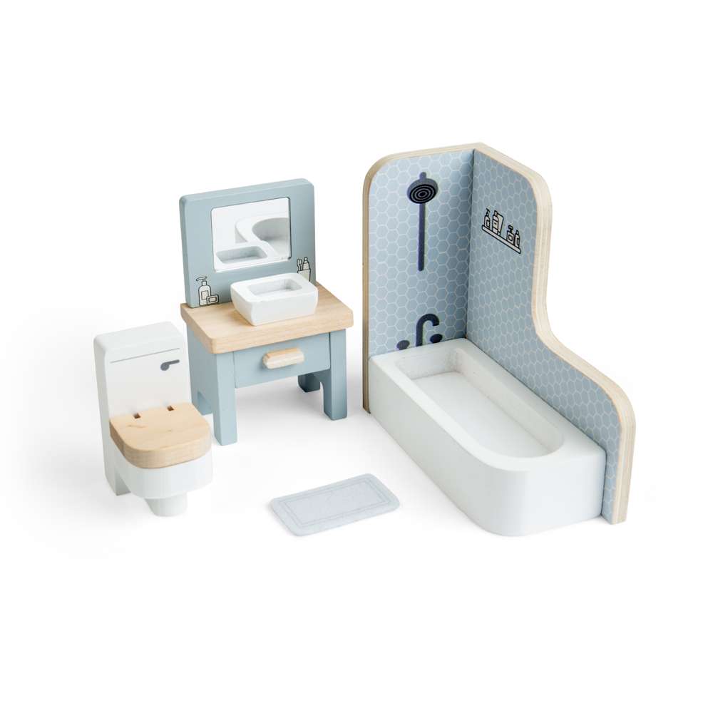 Bigjigs Toys Wooden Dolls House Bathroom Furniture Set 4 Pieces