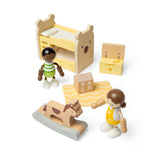 Bigjigs Toys Wooden Kids Bedroom Set 9 Piece Dolls House Furniture Accessory Set