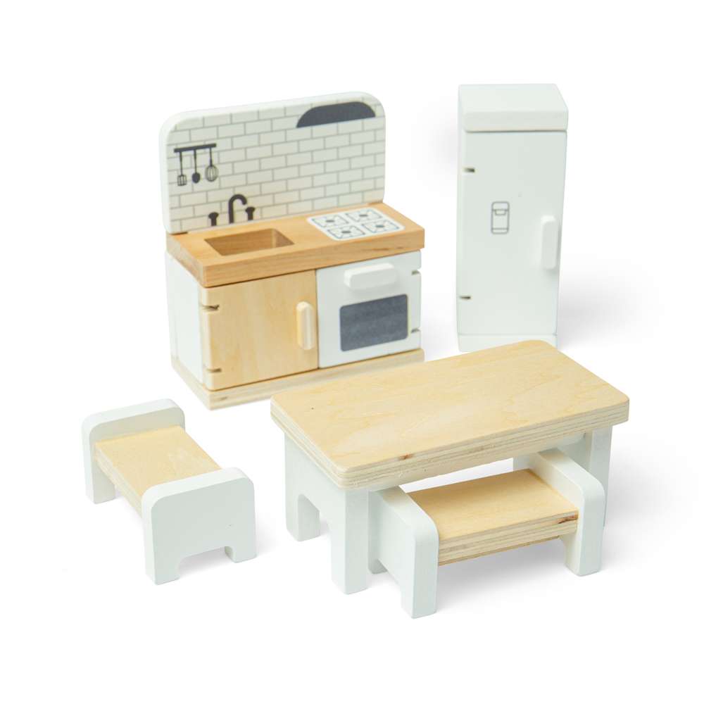Bigjigs Toys Wooden Dolls House Kitchen Set 5 Pieces 3+ Years