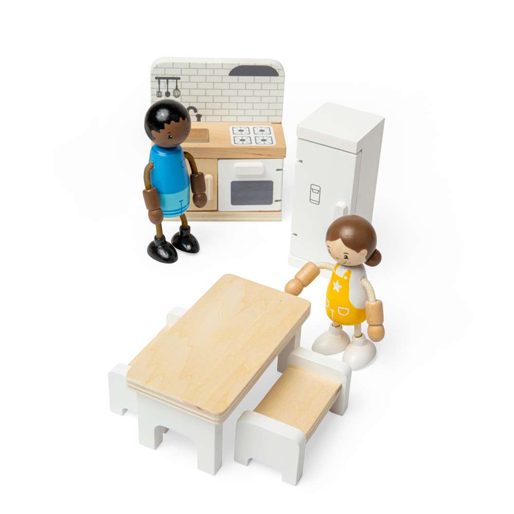 Bigjigs Toys Wooden Dolls House Kitchen Set 5 Pieces 3+ Years