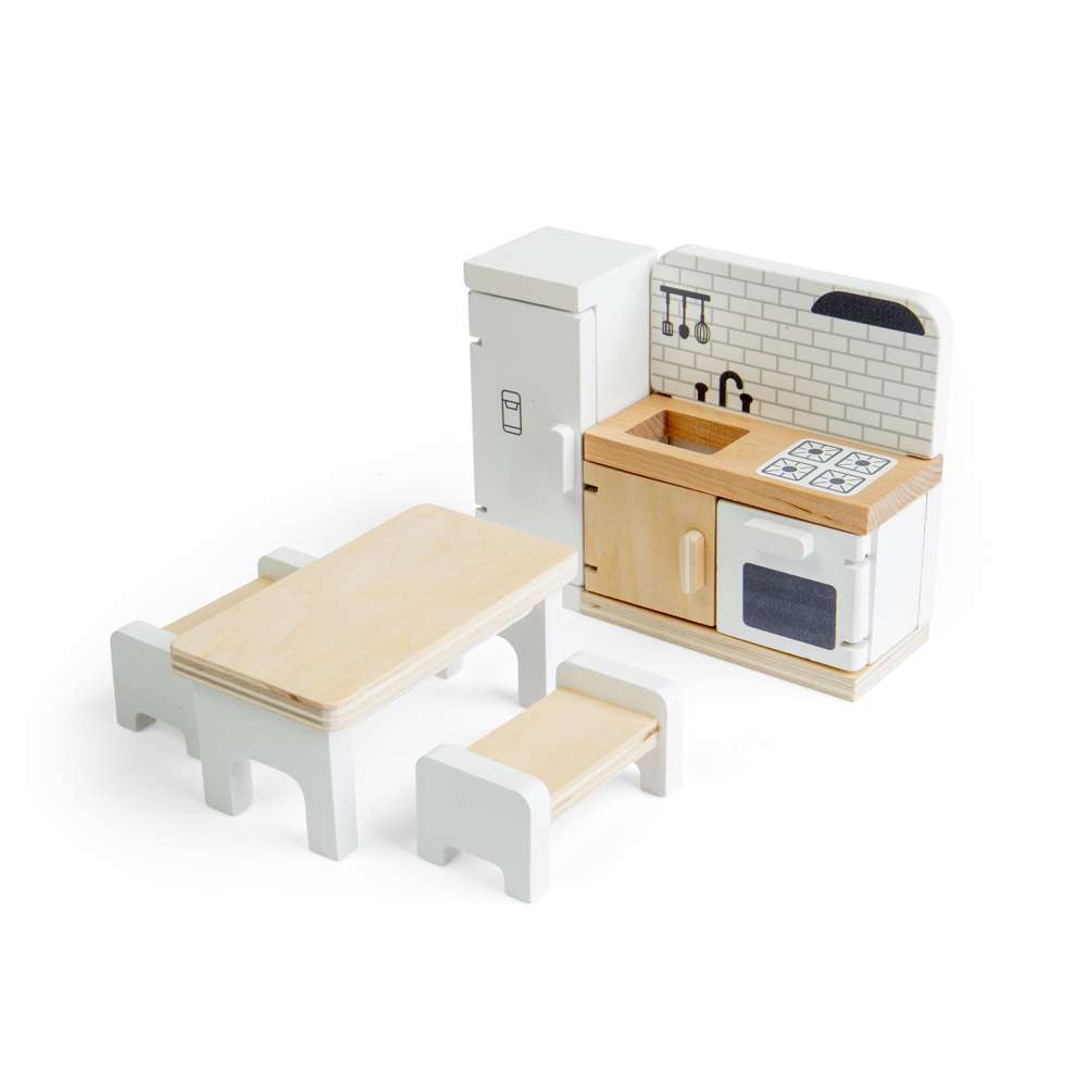 Bigjigs Toys Wooden Dolls House Kitchen Set 5 Pieces 3+ Years
