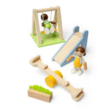 Bigjigs Toys Wooden Dolls House Garden Furniture Set with Swing Slide and Seesaw