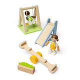 Bigjigs Toys Wooden Dolls House Garden Furniture Set with Swing Slide and Seesaw