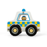 Bigjigs Toys Wooden Mini Police Car Toy for Toddlers 12 Months Plus